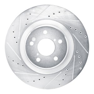 Acura MDX Brake Rotor (1) - Front Left - R1 Concepts - Drilled & Slotted - Silver - `22-`26 Acura MDX Brake Rotor (1) - Front Left - R1 Concepts - Drilled & Slotted - Silver - `22-`26